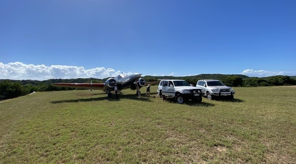 Chartered aircraft to a private airstrip near Loggerhead Beach Villa
