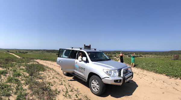 A Toyota 4x4 vehicle driving through Maputo Special Reserve